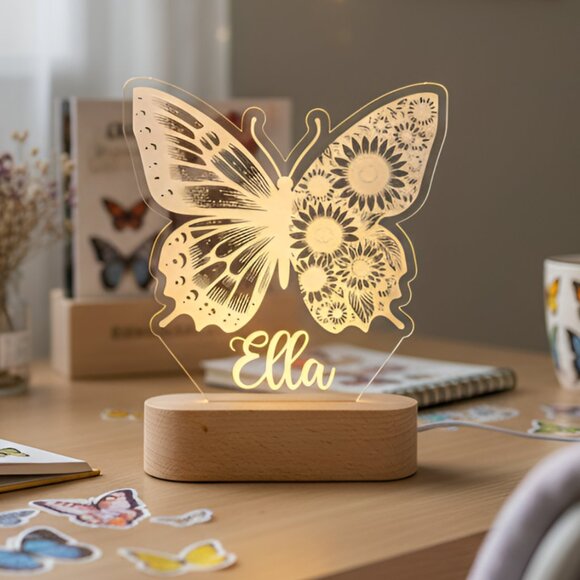 Customized Butterfly Name Light | Sunflower LED Sign for Kids’ Bedrooms - Picture 8 of 8